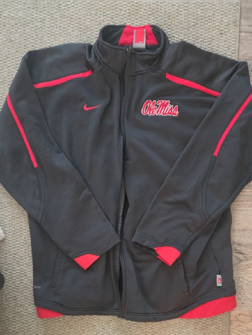 Nike Black and Red Ole Miss Full-Zip Athletic Jacket
